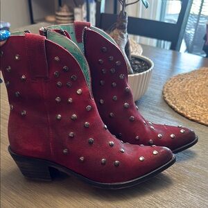Corral Red Studded Leather Western Boot